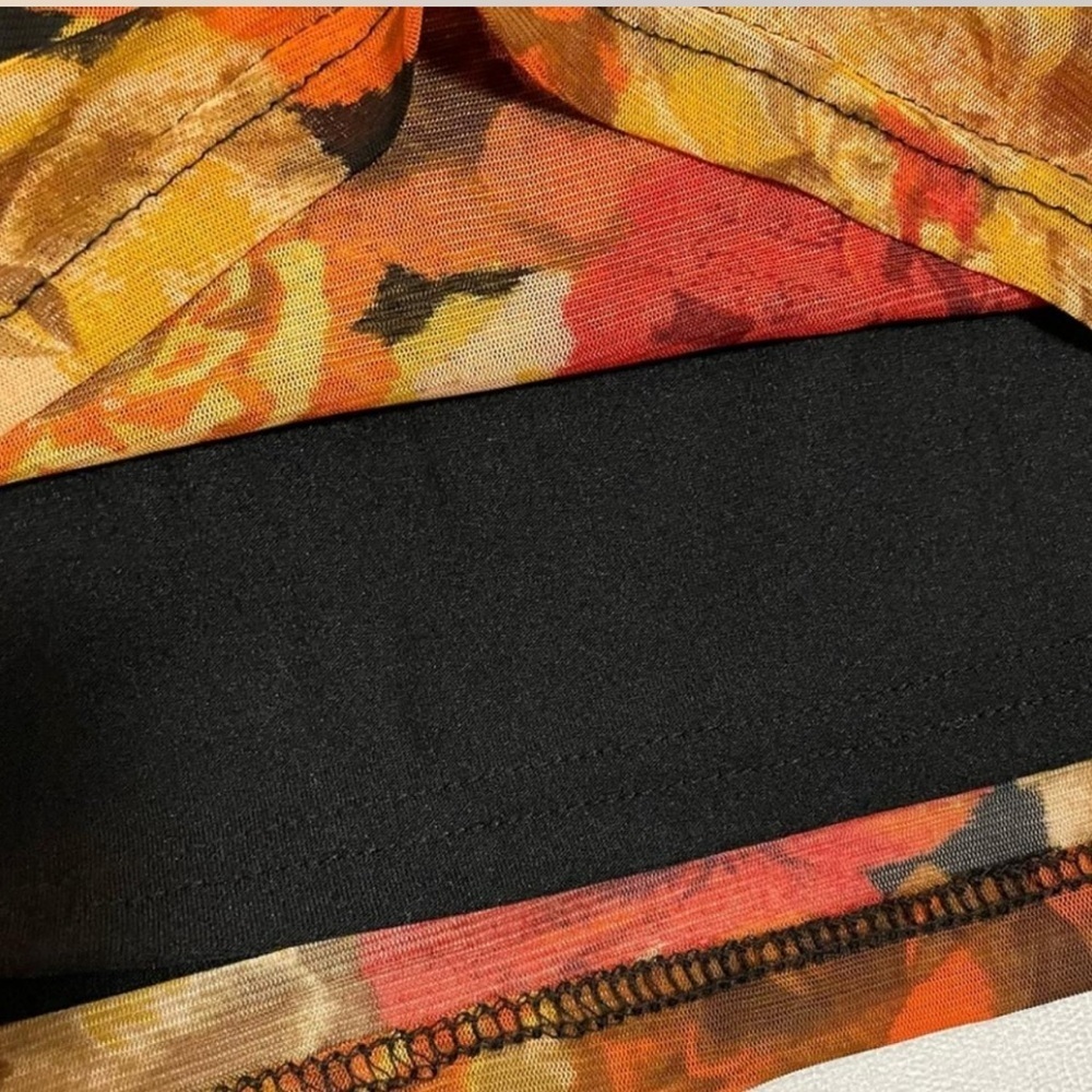 Jane + Delancey Floral Print Mock Turtleneck Mesh Long Sleeve Fall Size Small - Picture 11 of 11